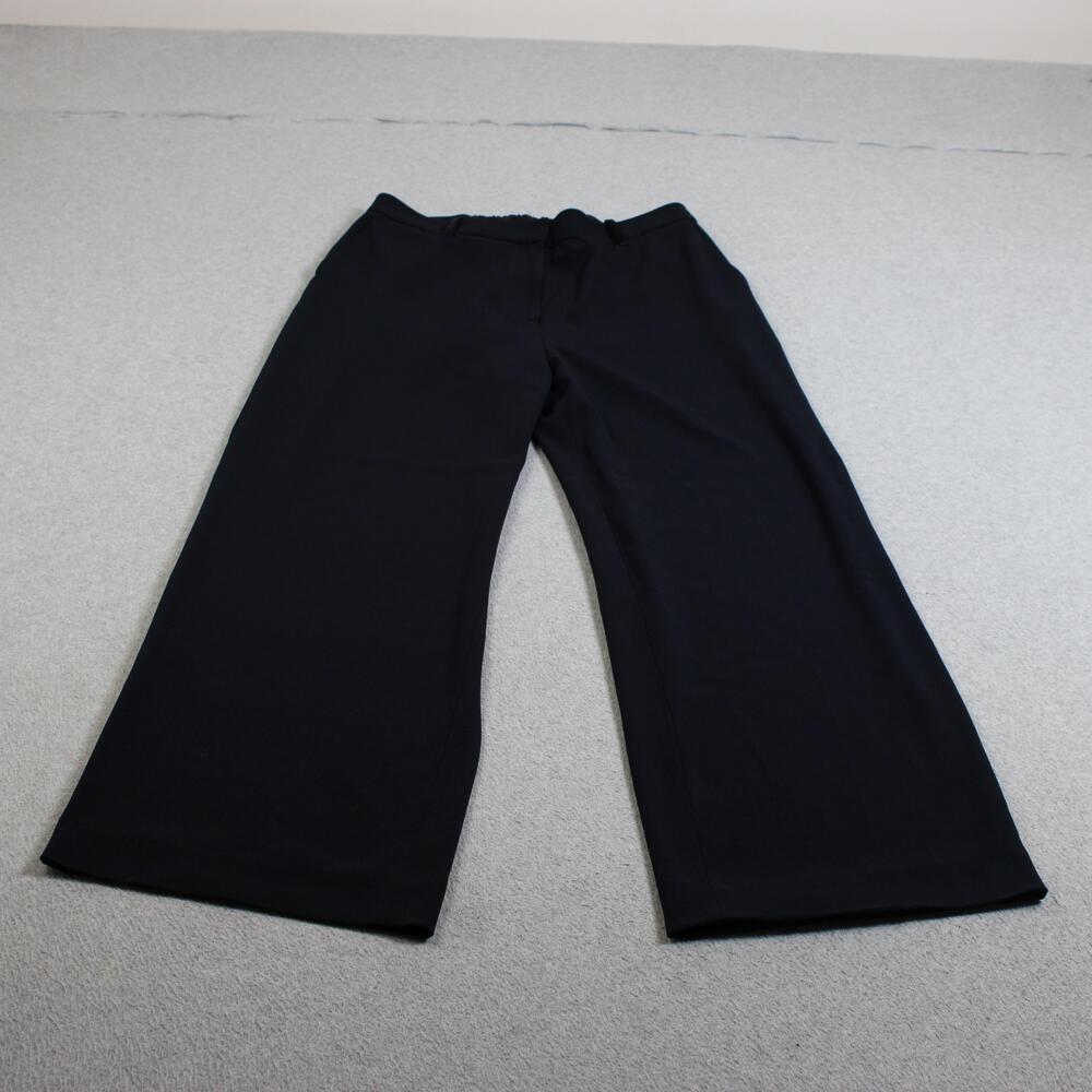The Fold Pants Women 10 Blue Wide Leg Crepe Elastic Waist Office Work Heritage